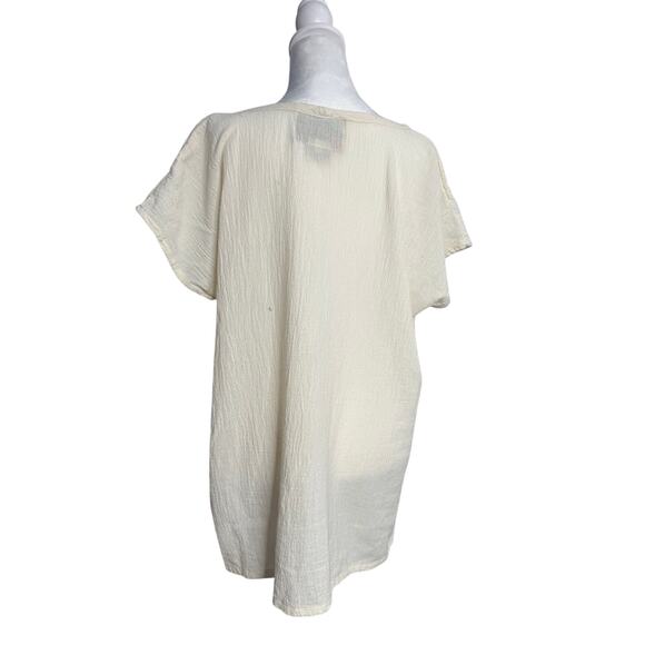 Ana R. Floral Mexico Top Boho Hippie Sleeveless Beige Boho Fairy Cottage Preppy - Picture 3 of 6